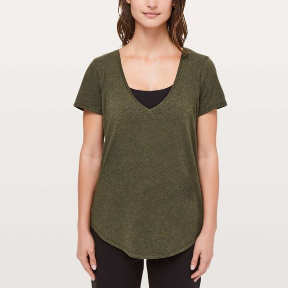 Lululemon Women's Love Tee V - Dark Green - Picture 1 of 5